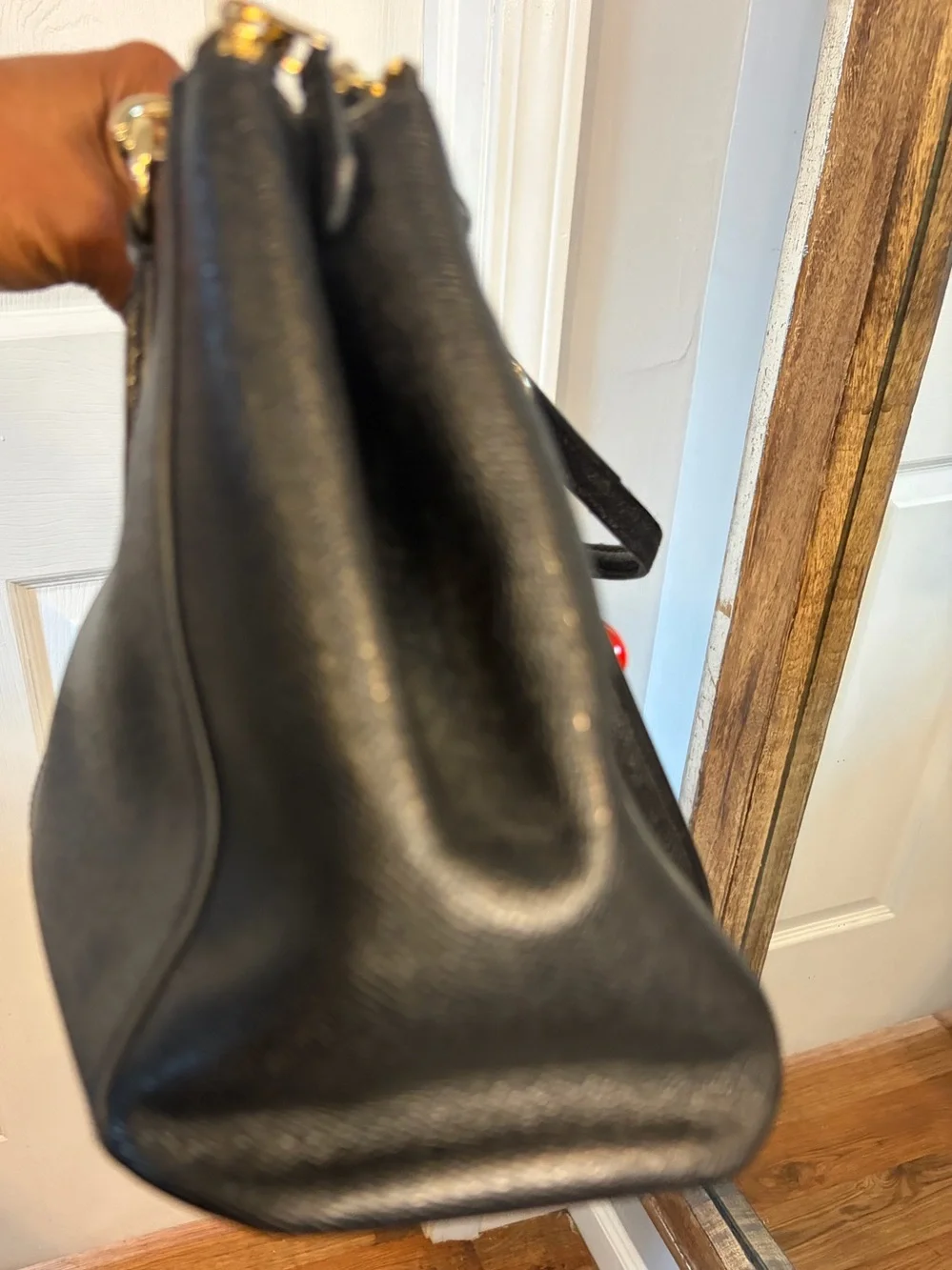 Coach Small Christie Carryall Black Crossgrain Leather Satchel